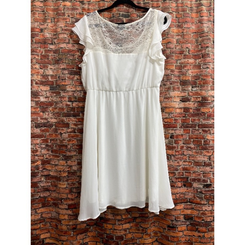Torrid Ivory Ruffle Skater Lace Sleeveless Dress - Picture 5 of 6